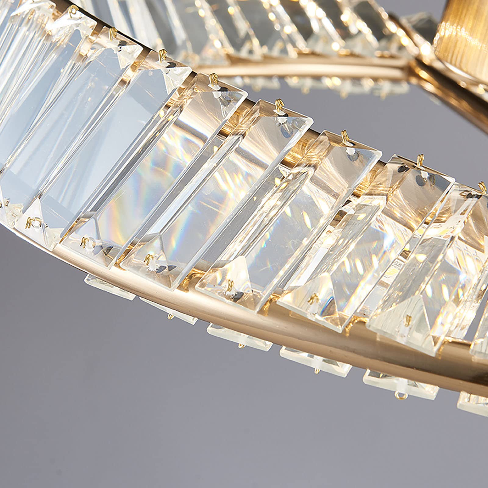 CLoxks Lámpara de Techo,Luz de techo de cristal de lujo, luz de cristal de moda redonda creativa, luz de sala de estar, luz de comedor, luz de dormitorio, luz de techo de cristal de estudio-dorado.