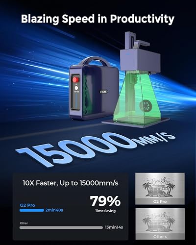 GWEIKE G2 Pro 30W Fiber Laser Engraver, 15000mm/s Fast Laser Engraver Machine with 3D & Deep Engraving, 150x150mm Working Area, Portable Laser Marking Machine for Jewelry, Metal, Leather, Dog Tags - 2