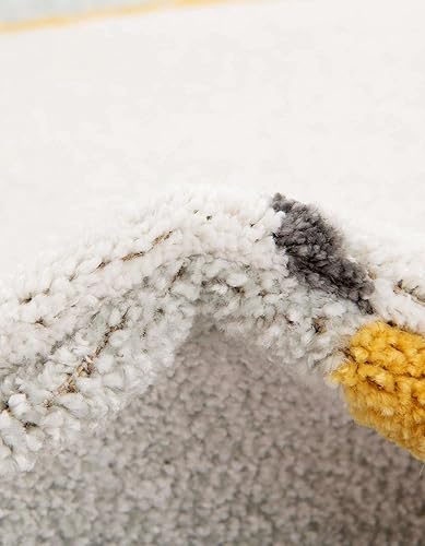 Miniatura 6 de Unique Loom Whimsy Kids Collection - Alfombra sonriente (3 pies 3 pulgadas, redonda, grisamarillo)