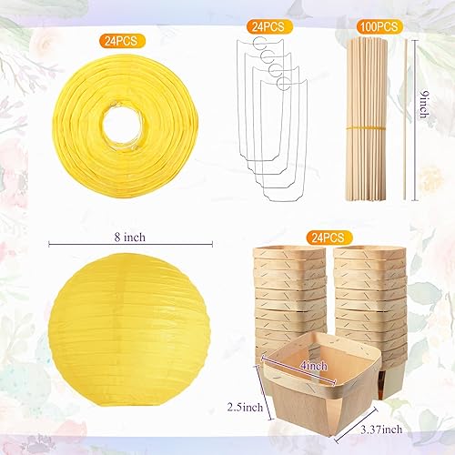 Miniatura 2 de Namalu Juego de 24 centros de mesa de globo de aire caliente, linternas de papel, cajas de madera para dulces con palos, manualidades para