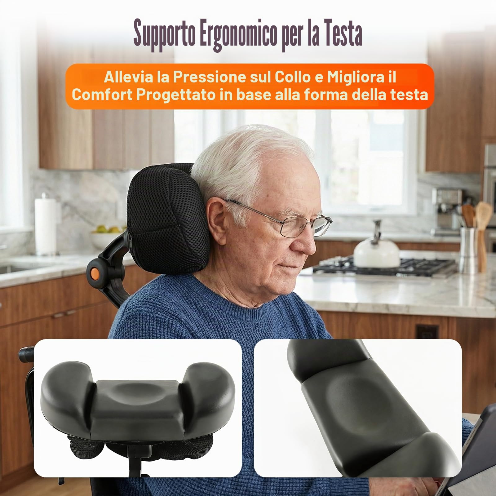 Poggiatesta regolabile per sedia a rotelle,Supporto per Il Collo della Sedia a rotelle, per anziani e disabili,Adatto alla maggior parte delle sedie a rotelle manuali disponibili in commercio
