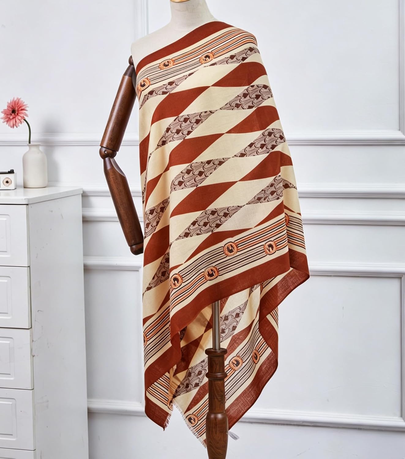 Cashmere-soft Mercerized wool Shawl Pashmina Lightweight Travel Wrap & Evening Scarf |Office |Wedding image 3