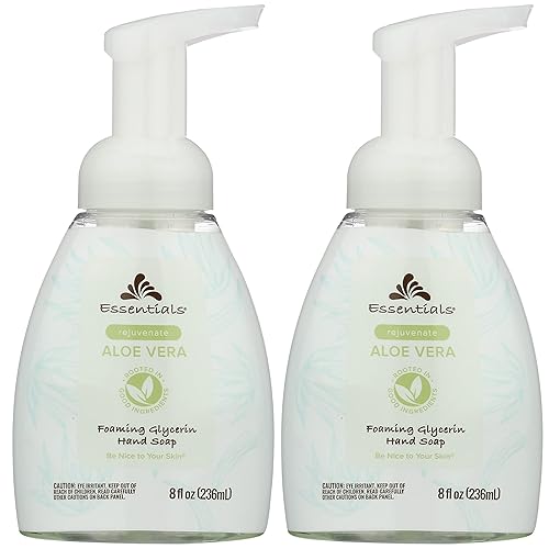 Essentials Jabón de manos espumoso de glicerina, aloe vera, 8 onzas líquidas, paquete de 2
