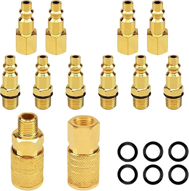Air Coupler and Plug Kit 1/4 NPT Air Fittings Astarye 12 Pieces Industrial Type D Quick Connect Set