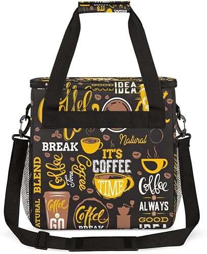 Miniatura 5 de Bolsa de transporte de viaje para cafetera, color amarillo, para café, compatible con Keurig K-Mini o Plus, portátil, con bolsillos para cápsulas
