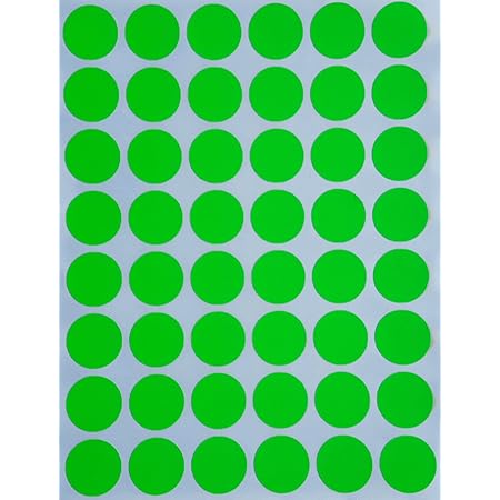 Royal GreenNeon Color Coding Labels 5/8 inch Round 17 mm - Dot Stickers - (11/16) inch Rounds Fluorescent Green Sticker - 720 Pack
