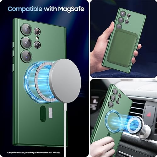 Vista 53 de Magnetic for Samsung Galaxy S24 Ultra Case [Compatible with MagSafe][Built-in Camera Lens Protector] Slim Soft Bumper TPU Shockproof Phone Shell