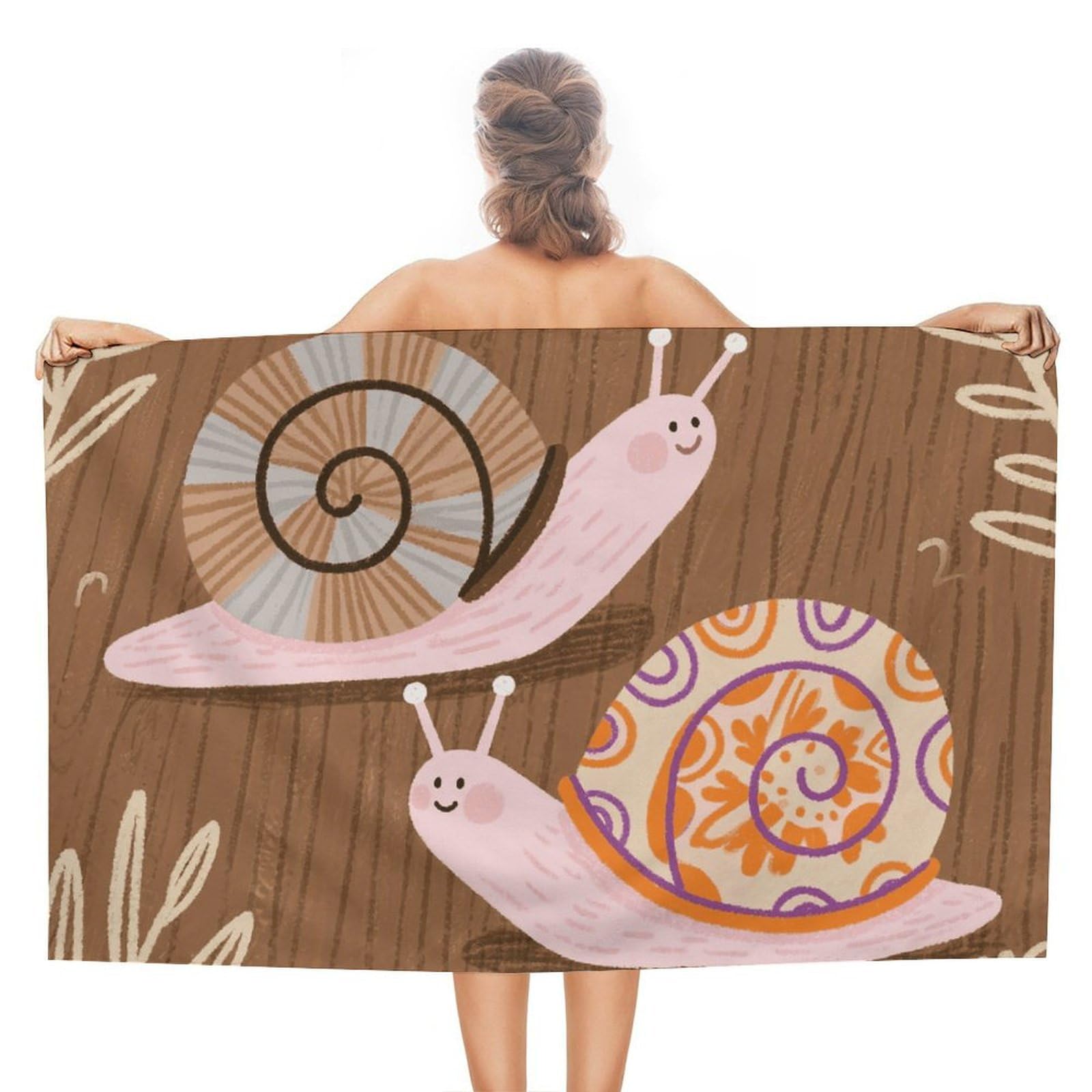 asbwuo Two Snails Beach Towels Extra Large Quick Dry Absorbent