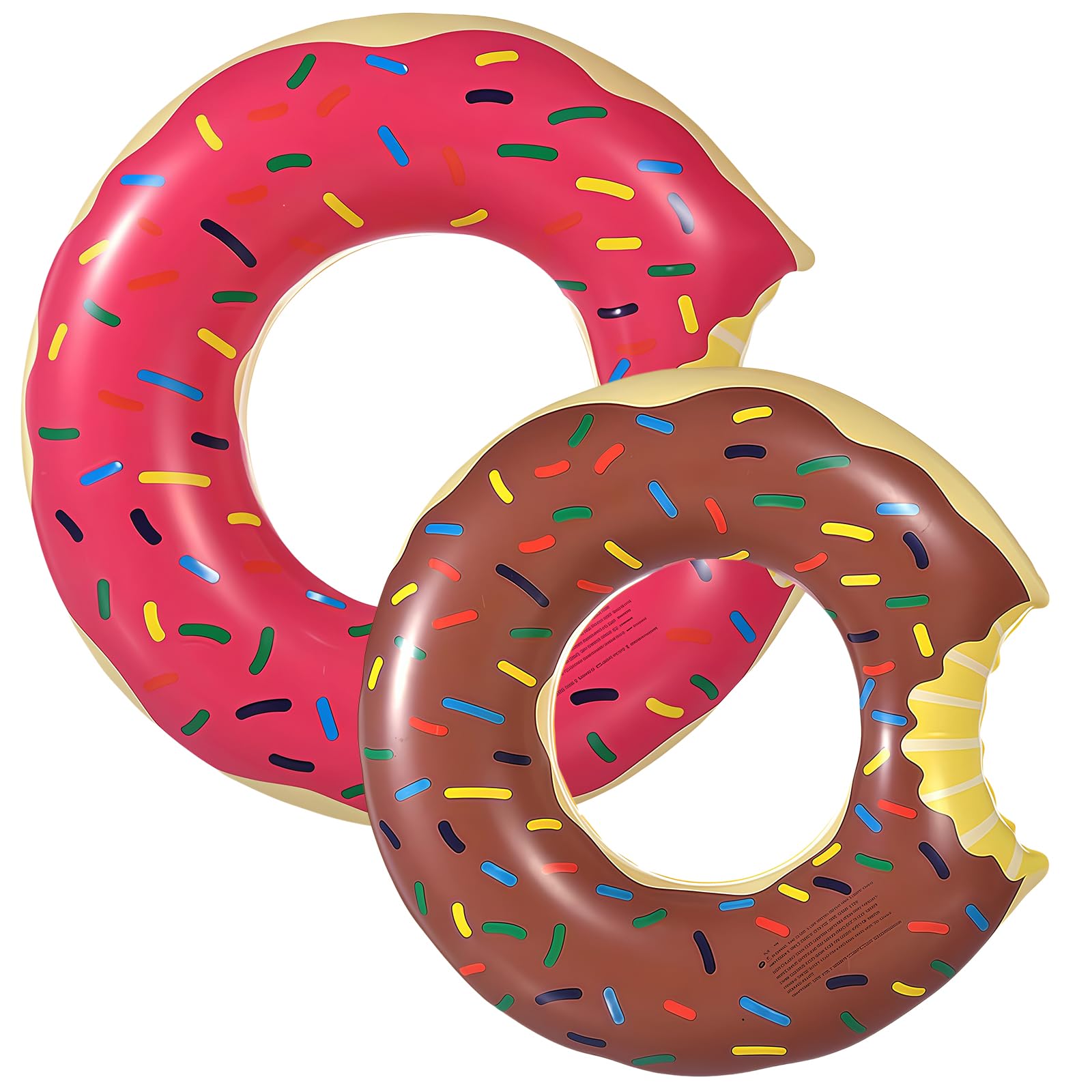 2 Pack Donut Inflatable Swim Rings 70 cm and 90 cm, PVC Pool Floats for Kids and Adults, Novelty Swimming Rings for Pool, Beach and Summer Party — image 1