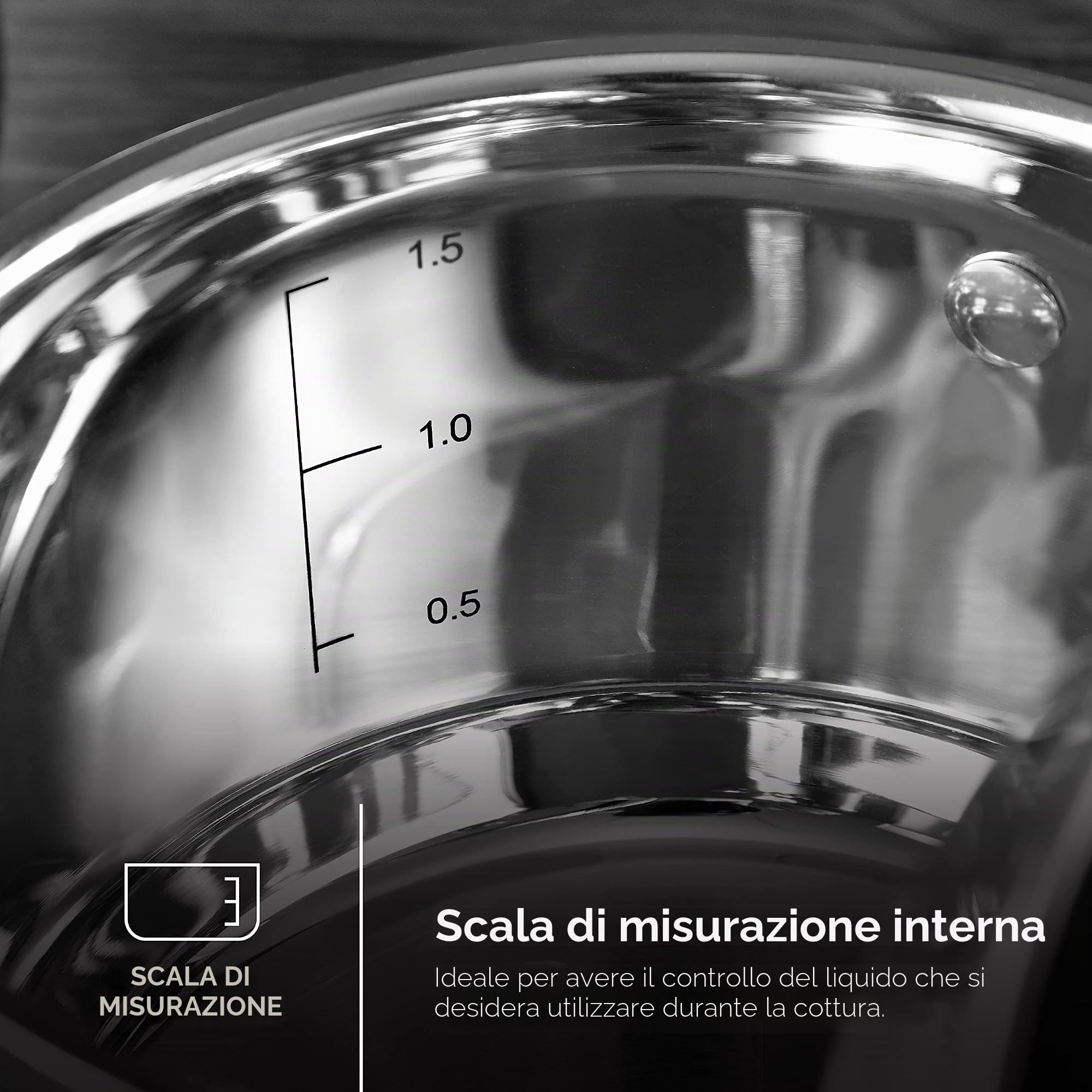 MasterPro Foodies | Pentola da Cucina con Coperchio in Vetro | Capacità di 4 L | Fabbricata in Acciaio Inossidabile | Molto Resistente, Pulizia Facile | Per Ogni Piano Cottura