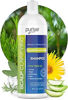 Tea Tree Clarifying Shampoo. Plant Rich Dry Itchy Scalp Relief, for Kids, Adults, Sulfate Free, No Harsh Chemicals Seen in Dandruff Treatment, Seborrheic Dermatitis, Psoriasis Shampoo, 16 oz