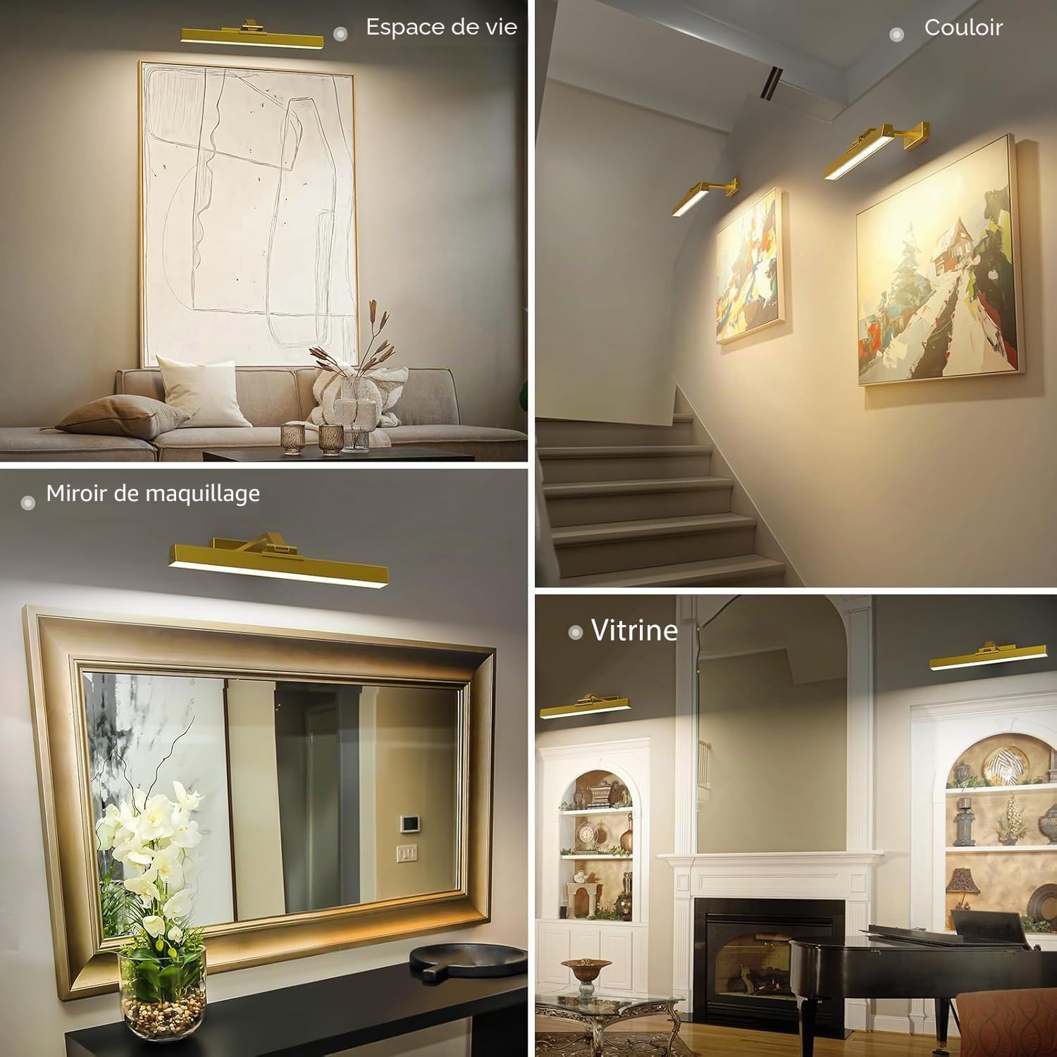AIBOO Applique murale sans fil LED rechargeable avec télécommande, batterie, éclairage mural pour tableaux, intérieur, lampe pour images, Dart, éclairage variable