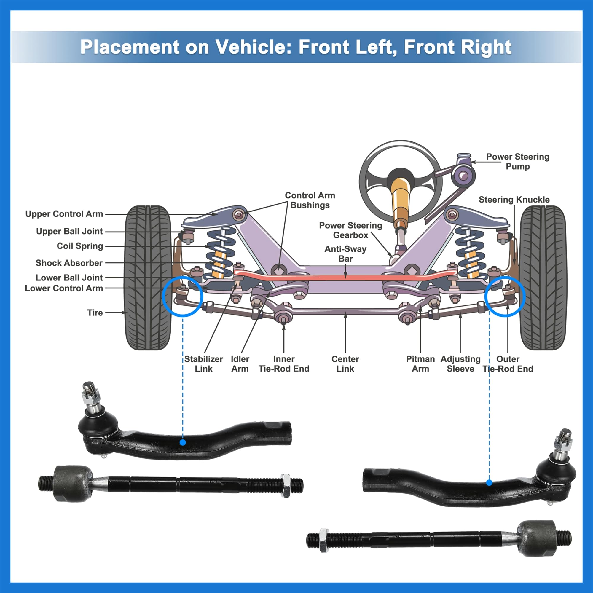 みりゅ Amazon.com: VekAuto 6pcs Front Inner Outer Tie Rod End Links