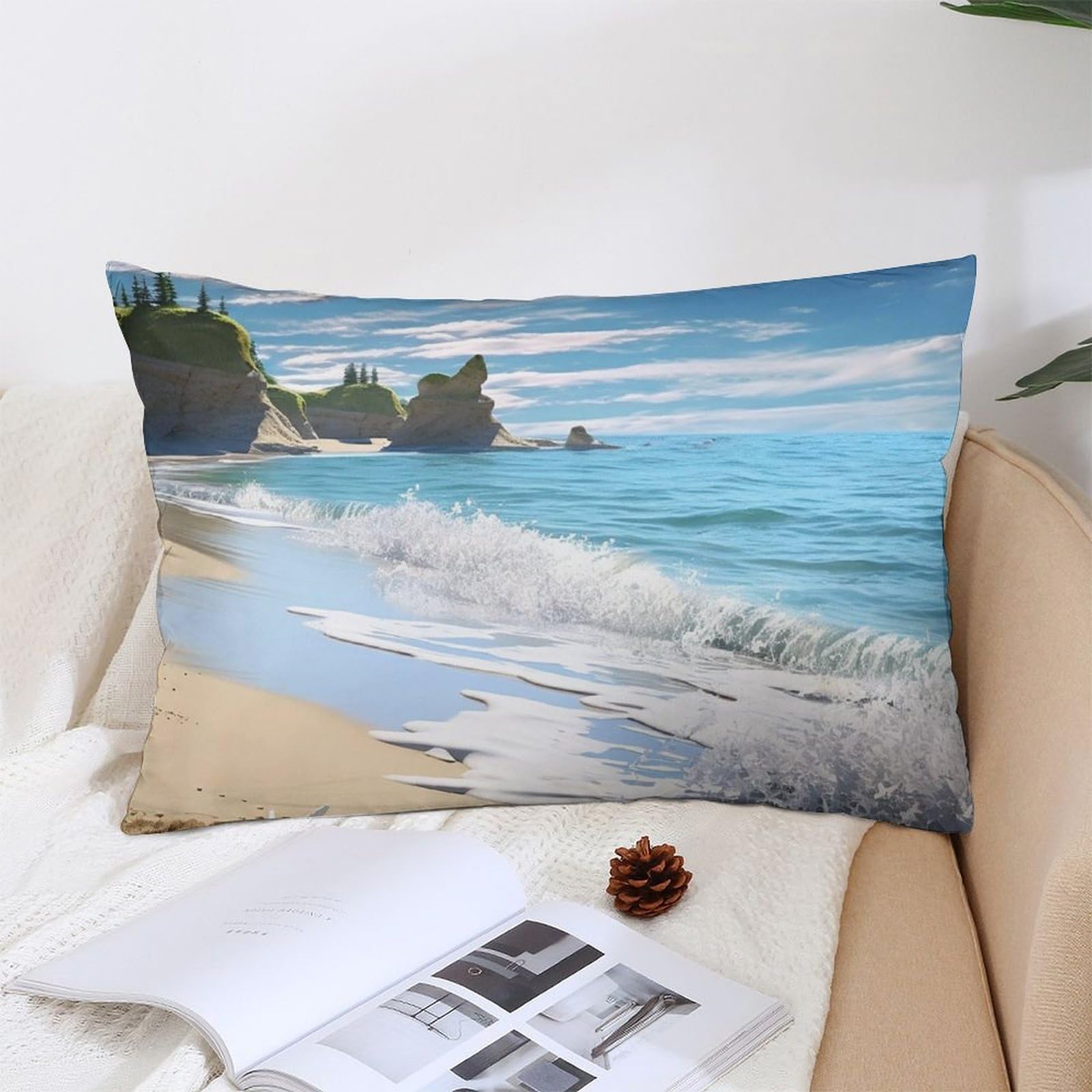 NTVOWPZO Decoration Throw Pillow Covers 12 "x20 Pillowcases Covers Ocean Beach Soft Pillowcases Modern Farmhouse Home Decor Sofa Cushions Covers for Couch Bed Living Room