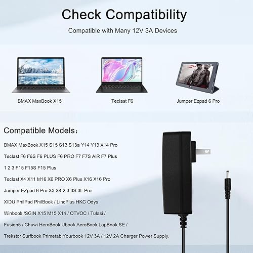 Miniatura 2 de Cargador 12V 3A 2A para Jumper Ezbook X3 X4 S4 2 3 3S 3L Pro EZpad 6 Pro Chuwi HeroBook ubook AeroBook LapBook xidu Tour Pro 12.5 Trekstor Surfbook