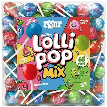 Original Lollipops Mix 65 Count Bulk Candy Pack Assorted Fruity Flavors, Individually Wrapped Perfect for Parties, Birthdays, Parades & Kids Events