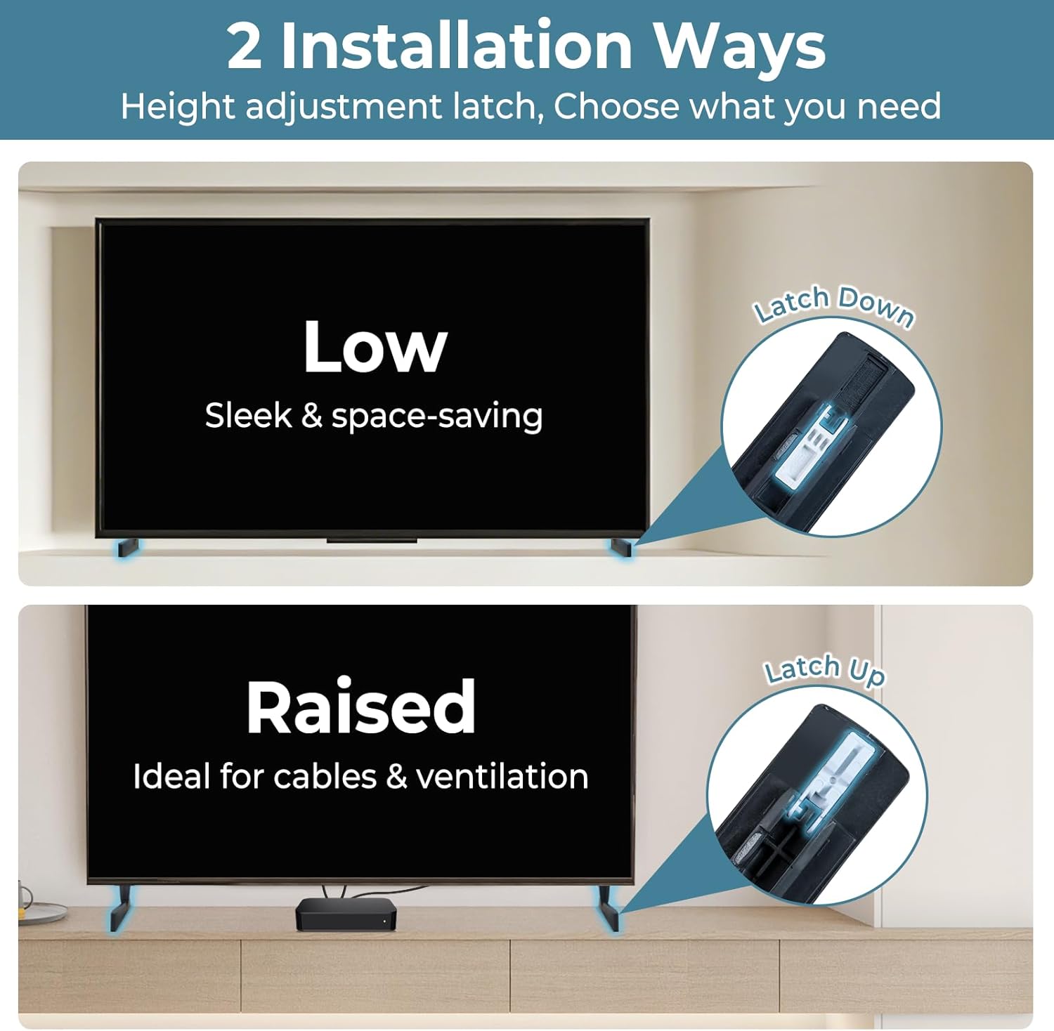 Yaotieci TV Legs for Samsung TV Leg Stand UN55CU8000FXZA UN50CU8000FXZA UN55AU8000FXZA UN50AU8000FXZA Listed, for Samsung TV Feet Replacement wr Remote Holder, Easy to Install