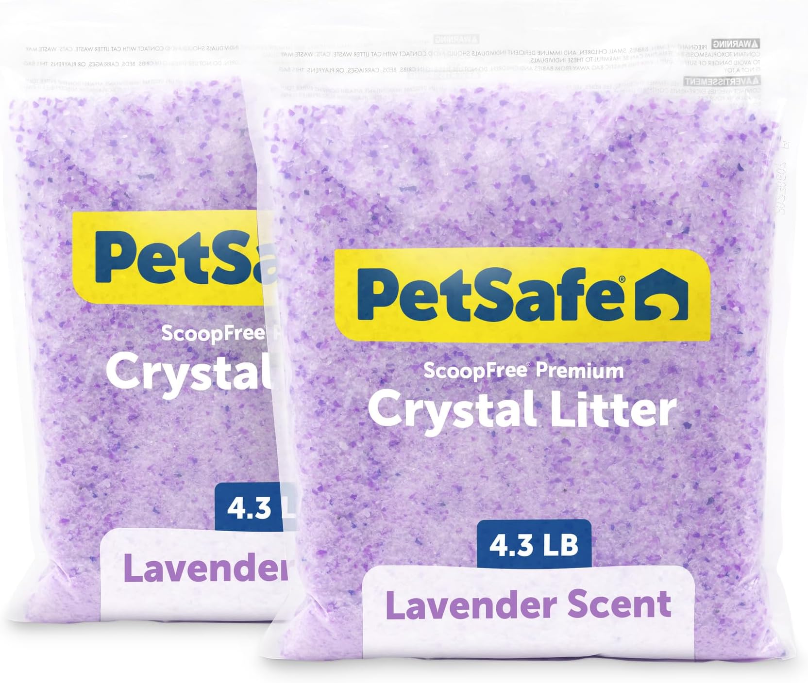 ScoopFree Premium Crystal Cat Litter - 5x Better Odor Control - Less Tracking & Dust - Non-Clumping - Two 4.3 lb Bags (8.6 lb Total) - Lavender