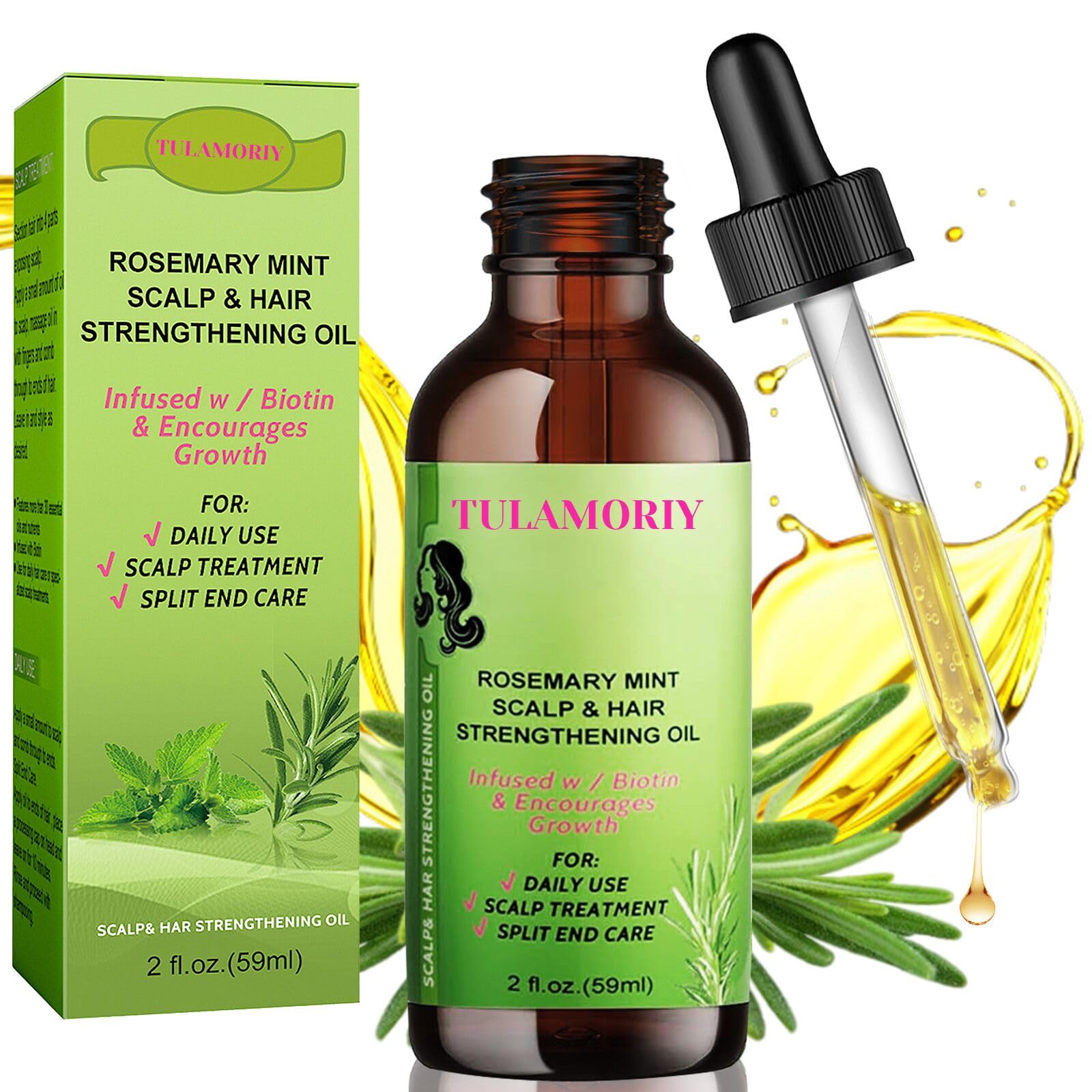 Aceite esencial de romero,Aceite esencial de romero,Rosemary Oil Hair Growth,estimula el crecimiento del cabello(59ml)