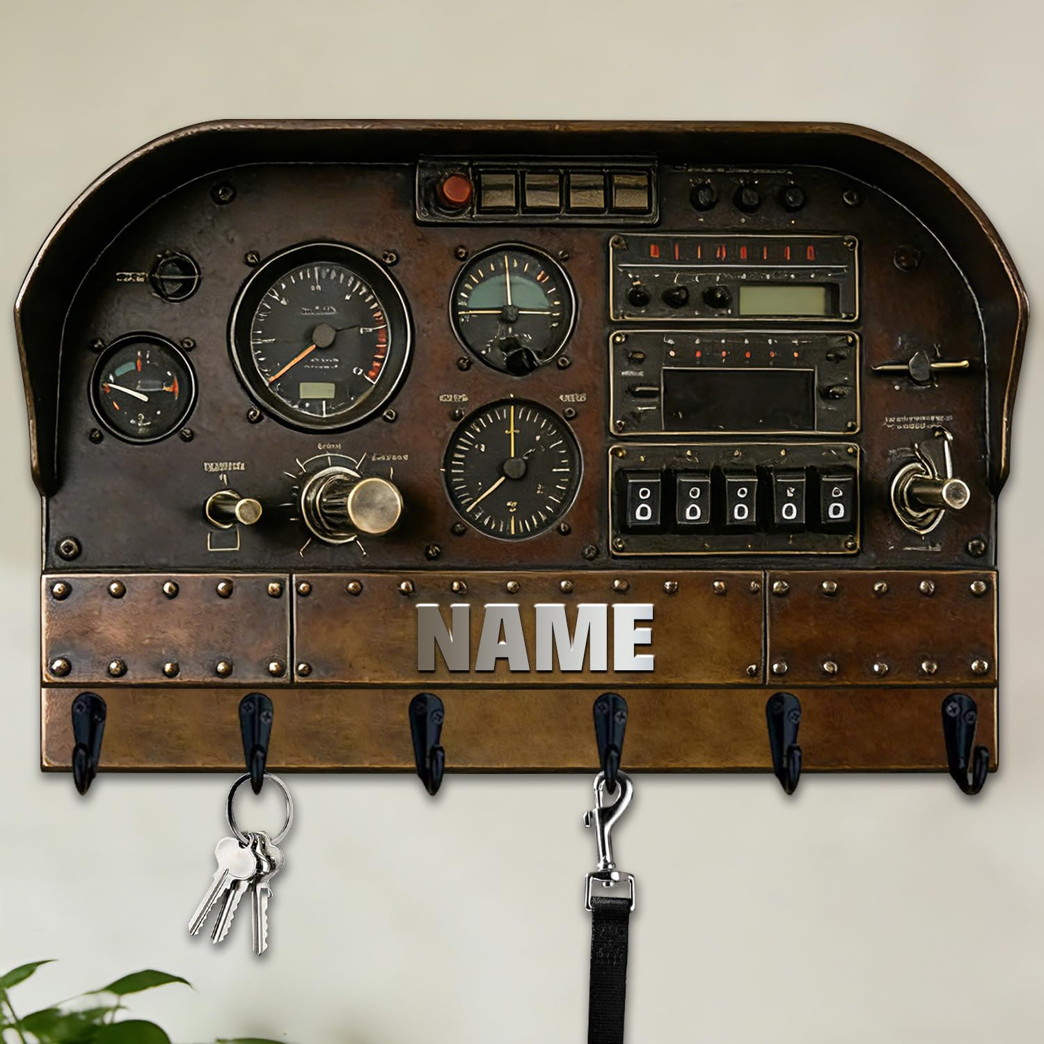 Ganchos de pared personalizados con temática de cabina de avión para pilotos, mujeres, hombres, familia, amigos, nombre personalizado, de madera, impresión plana 2D, soporte para llaves de cabina de