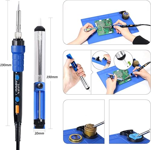 Miniatura 6 de YIHUA Pistola de aire caliente portátil 8858-I y 928D y soldador de temperatura controlable y precisa de 65 W con pantalla digital LED, función de