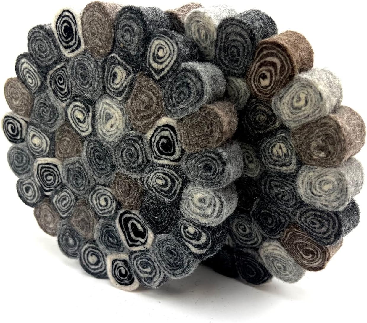 Handmade Trivet, Felt CandyCut Trivet, Potholders, Trivets, 100% Wool, Felt, Hot Pot Holders (Set of 2) Hot Pads, Durable, Heat Resistant Mat, Mats, Round Trivet (Gray)
