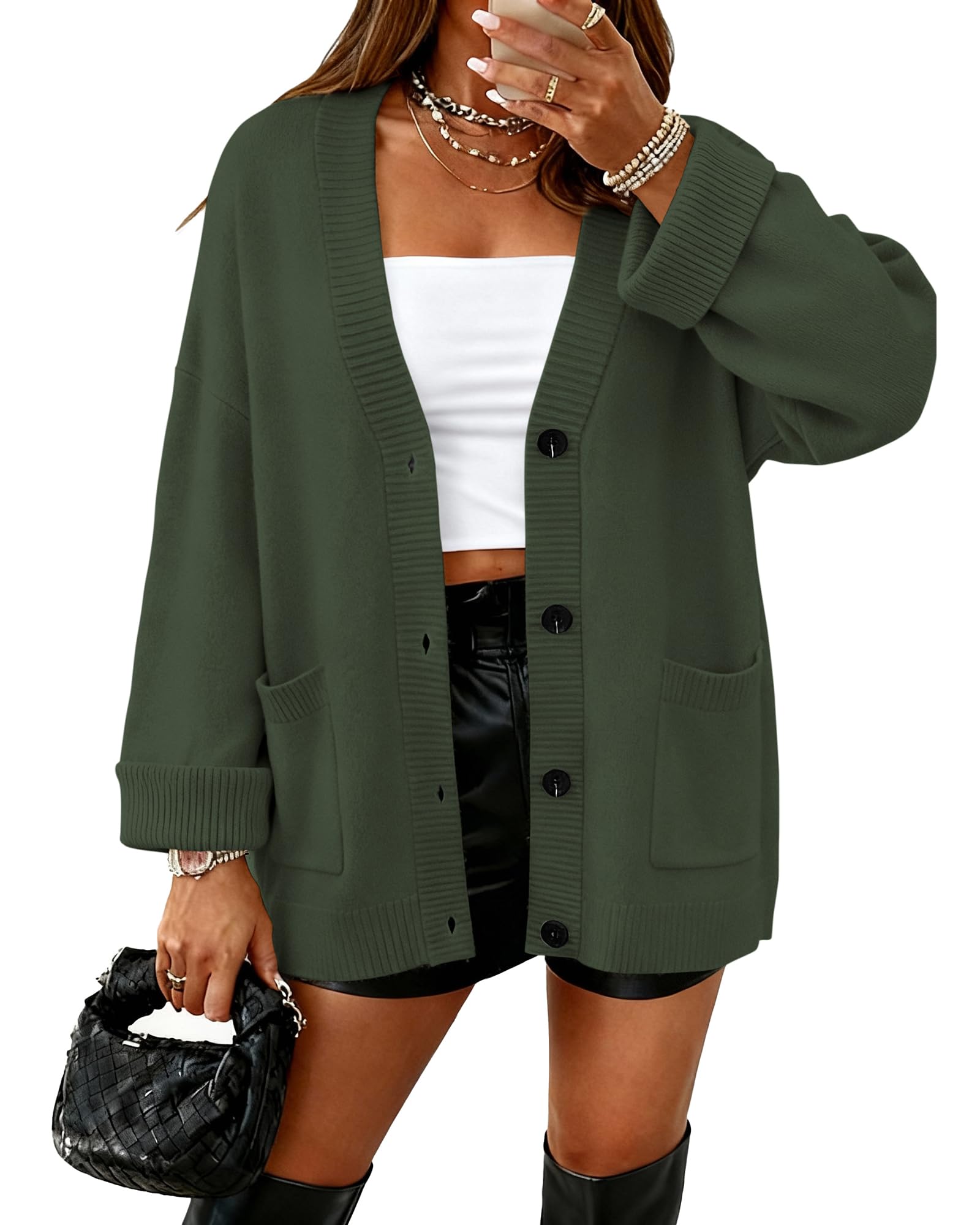 Oversized Cardigan Sweaters for Women Trendy Fall Fashion 2025 Button Down Long Sleeve Chunky Knit Cardigans-image-38