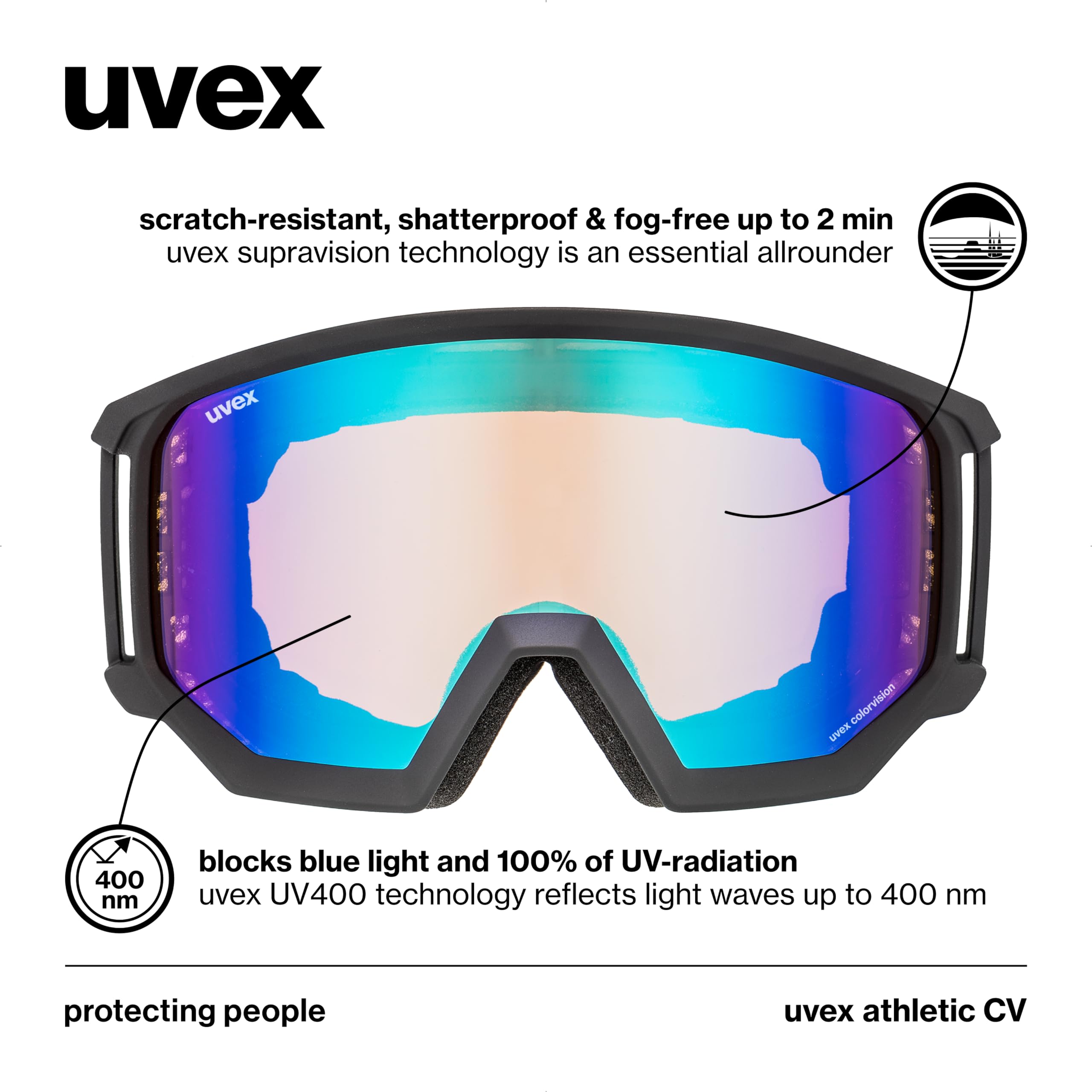 Amazon.com : uvex athletic CV, lunettes de ski Adulte unisexe