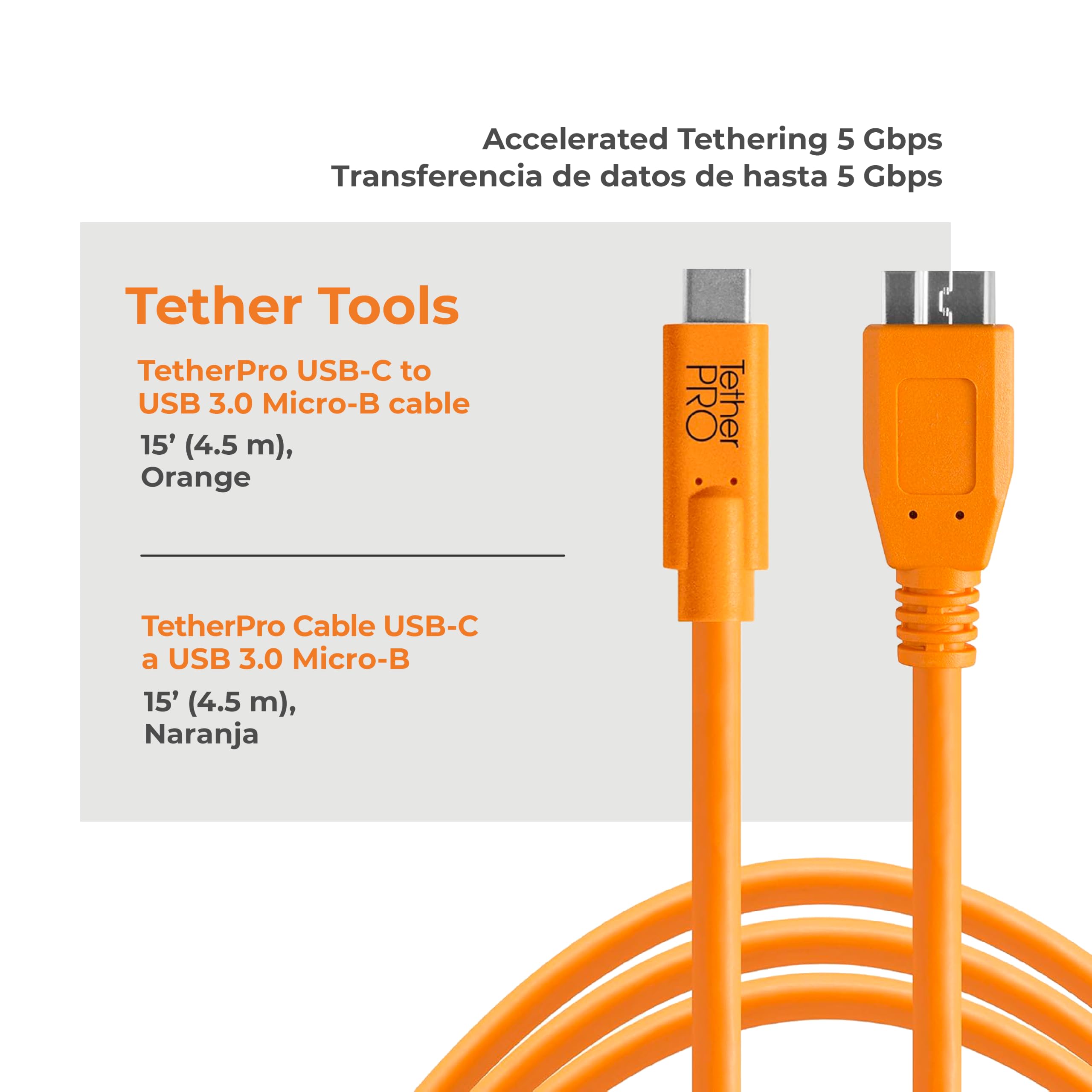 Tether Tools USB-C a 3.0 Micro- B 4,60 m naranja