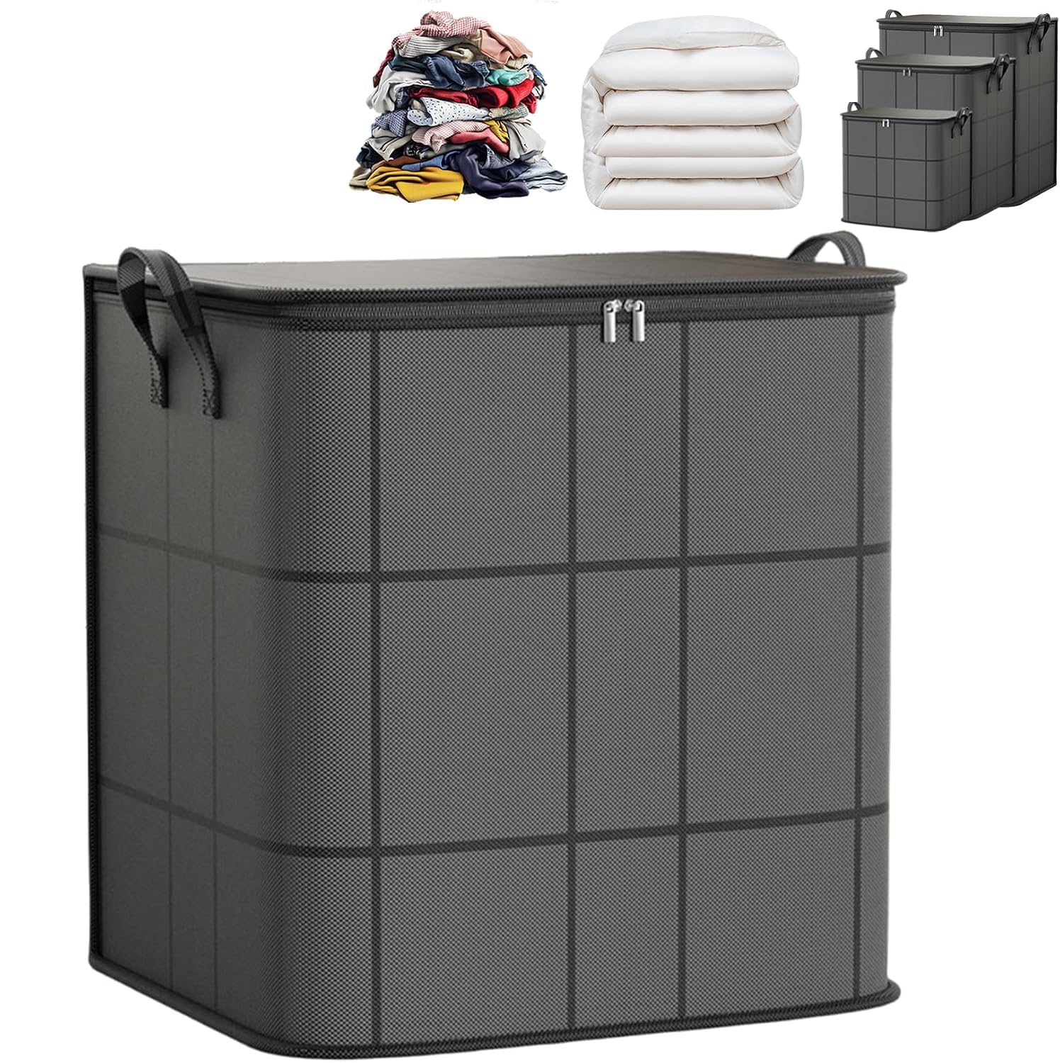 Xxl Foldable Storage Bag With Reinforced Handles,Spacious Moving Storage Bin -Foldable Storage Bins,Zippered Fabric Organizer for Bedding & Clothes, Quilts, Comforters & Moving Day，1：100L
