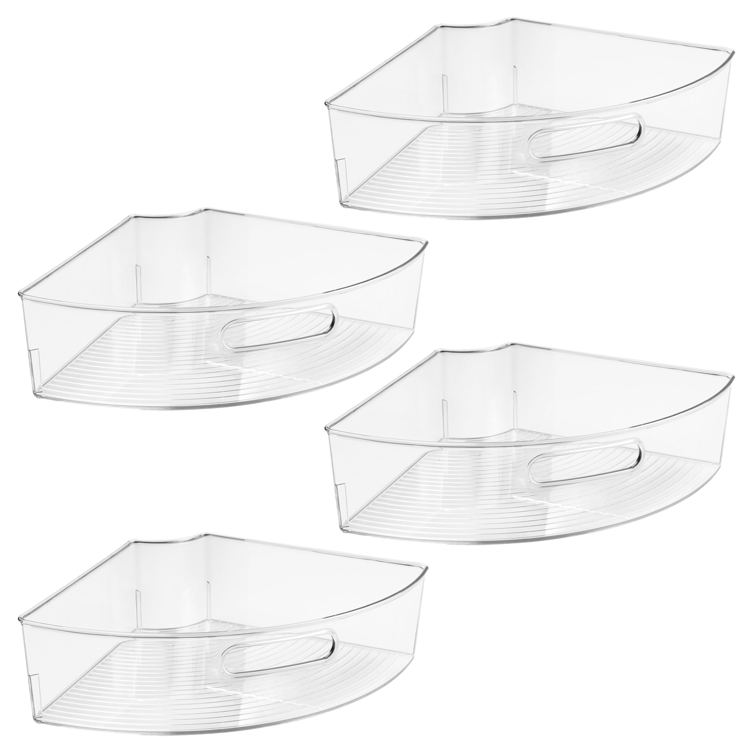 iDesign Lot de 4 bacs de rangement avec poignée, pour plateau tournant et meuble d'angle, transparent