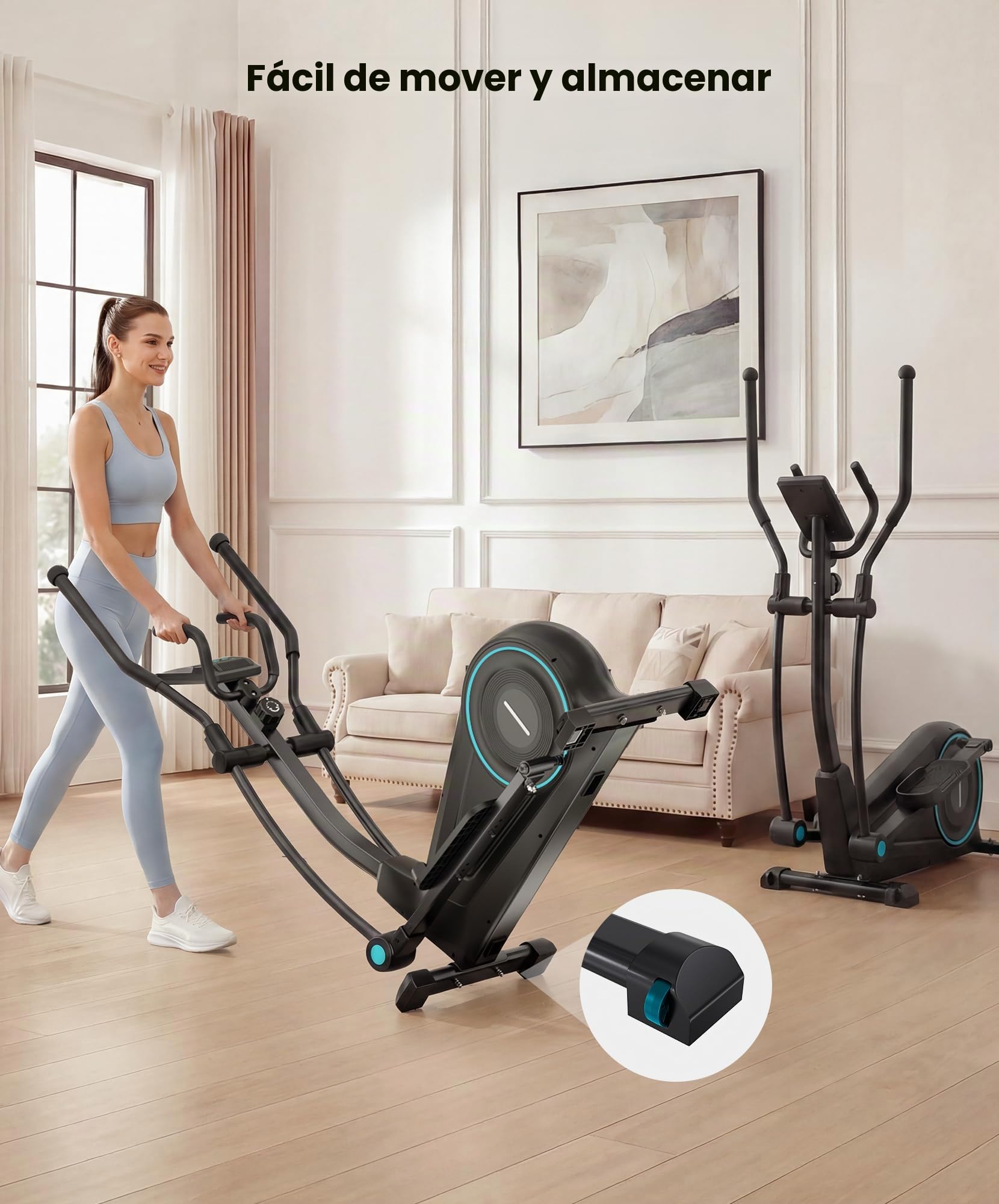 THERUN Bicicleta Elíptica para Casa Silenciosa, Resistencia Magnética de 16 Niveles, Soporta hasta 120 kg, Monitor LCD, Máquina de Cardio para Entrenamiento de Cuerpo Completo