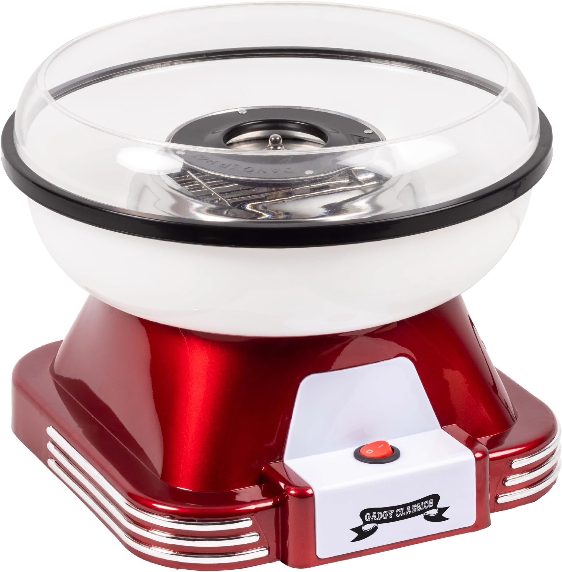 Gadgy Candy Floss Machine for Kids & Adults, Retro Cotton Maker, Suitable for Sugar or Candies, Including 10 Candyfloss Sticks, 500W, Red & White