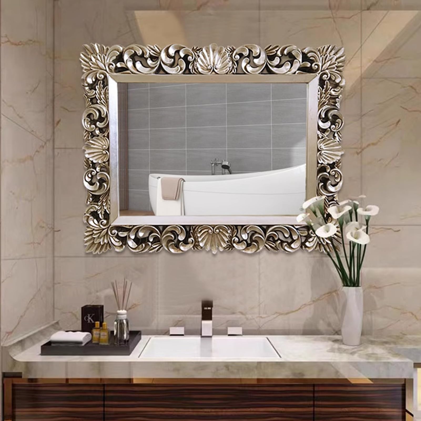 Amazon.com: Rectangular Wall Mirror, Baroque Style Antique