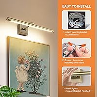 Joosenhouse Dimmable LED Picture Light 24.4" Antique Bronze Swing Arm Wall Lamp for Paintings, 14W Warm White Hardwired