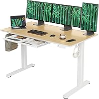 Vista 14 de INNOVAR Escritorio de pie de cristal con cajones, escritorio eléctrico de altura ajustable, pequeños escritorios de pie con almacenamiento, 40