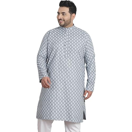 Sojanya PLUS (Since 1958) Men's Cotton Blend Printed Long Kurta