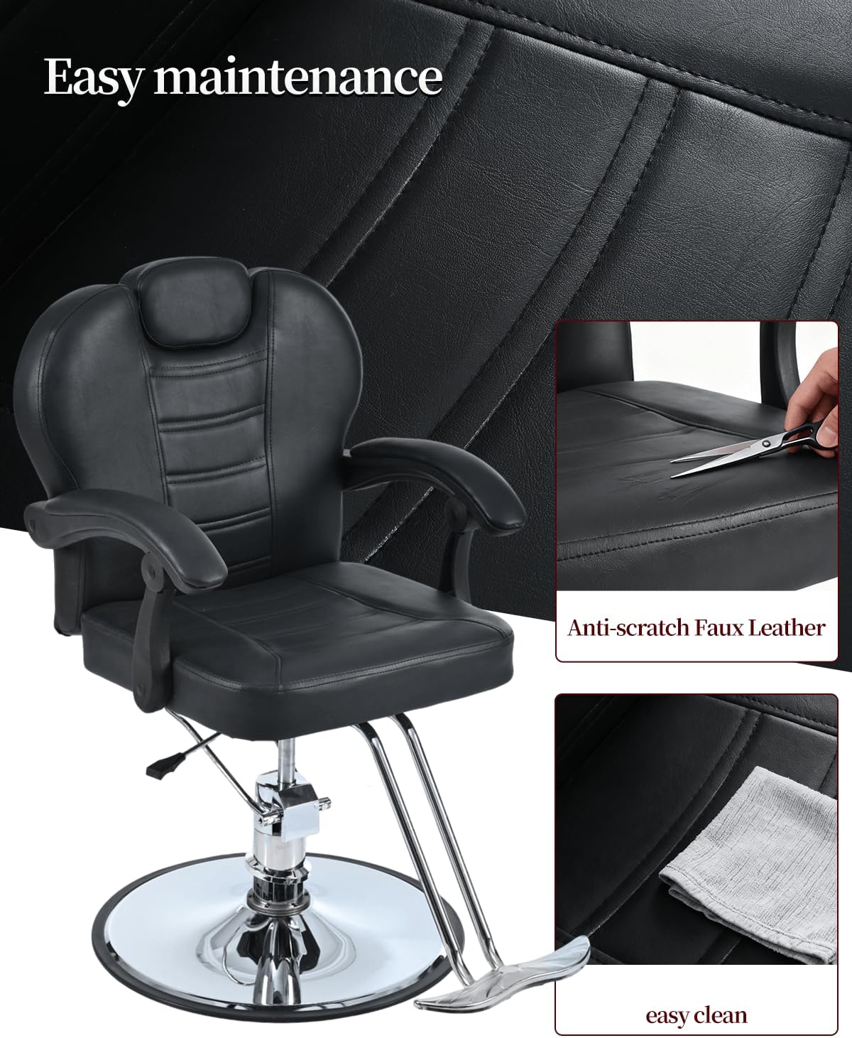 Barber Chairs for Barbershop,Reclining Salon Chairs for Hair Stylist with Heavy Duty Hydraulic Pump/Headrest/Footrest,360° Rotation, Tattoo Chair Shampoo Equipment for Beauty Shop