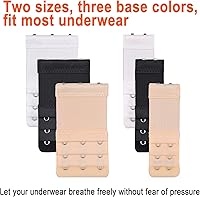 Vista 7 de 6 extensiones de brasier para mujer, 2 ganchos3 ganchos, cómoda correa de extensión de brasier elástica (negro, blanco, nude), Desnudo, Negro, Blanco