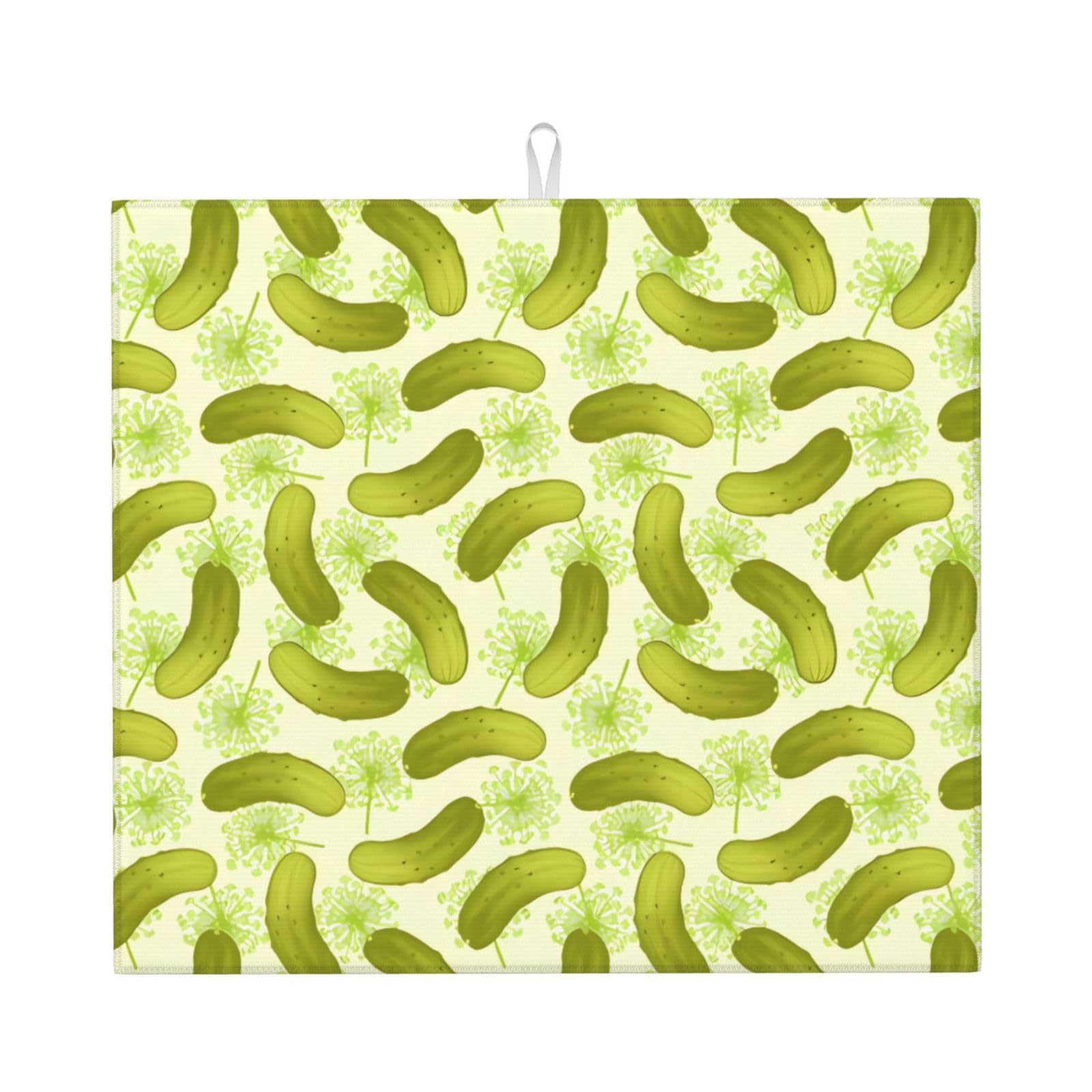 WHJDPP Sushi Dill Pickles Prints Kitchen Drying Mat - Absorbent Dish Drying Throw with Colorful Prints, Quick-Dry Countertop Layer for Dishes & Appliances - Non-Slip & Foldable