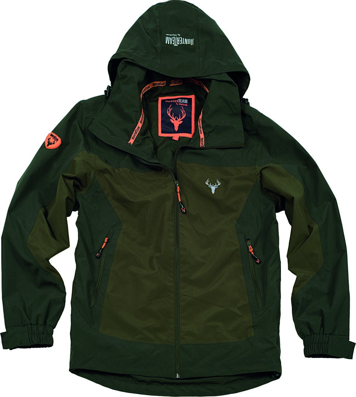Work Team Chaqueta Caza y Pesca Impermeable combinada, con 2 Bolsillo Laterales, con Capucha. Hombre