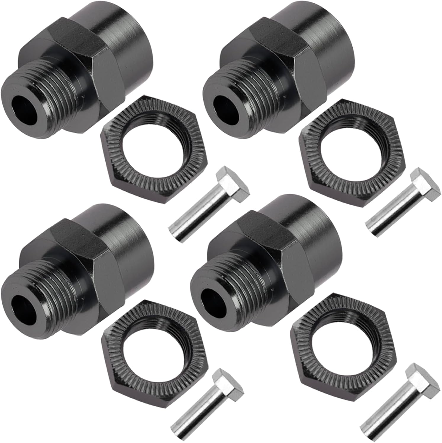 Aluminum Alloy 12mm to 17mm Wheel Hex Drive Hub Adapter Conversion 15mm Offset Extension for 1/10 Off-Road RC Car Monster Truck (Titanium) image 3