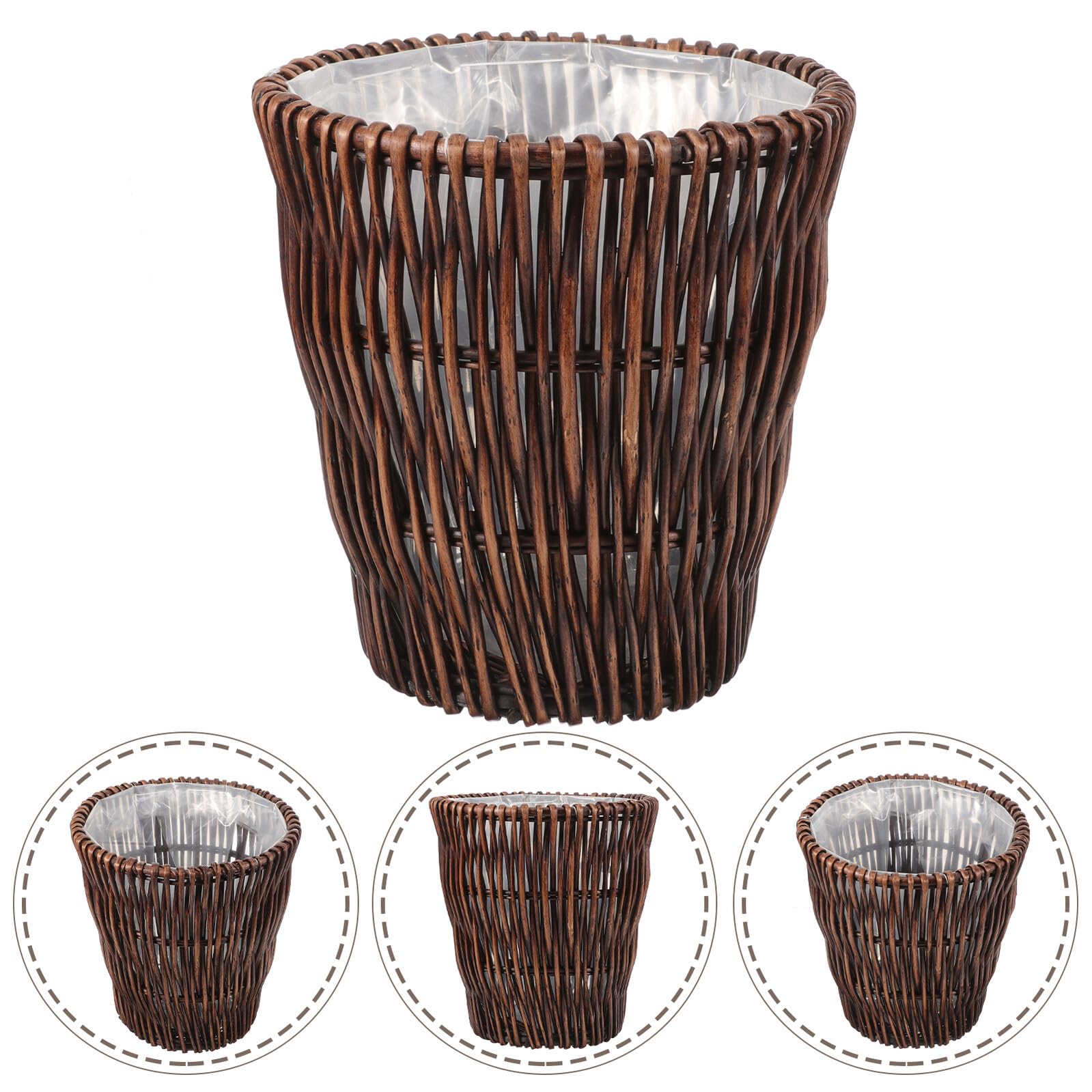 BESPORTBLE Natürlicher Rattan Abfallkorb Pastoral Stil Geflochtener Müllkorb Umweltfreundlicher Papierkorb Für Wohnzimmer Schlafzimmer Badezimmer