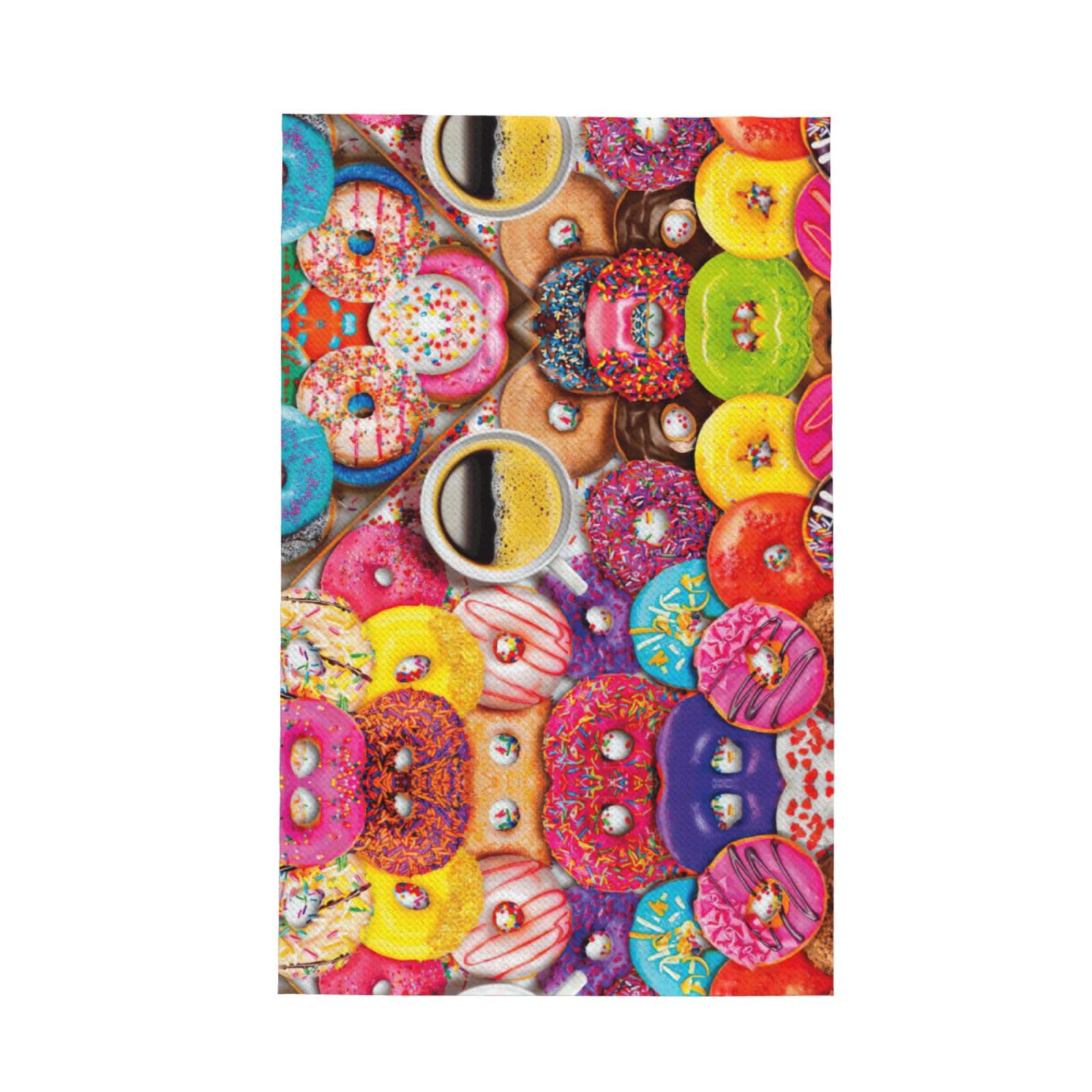 Xxahnbm Black Coffee And Donuts Print Waffle Kitchen Towel,Absorbent Hand Towel