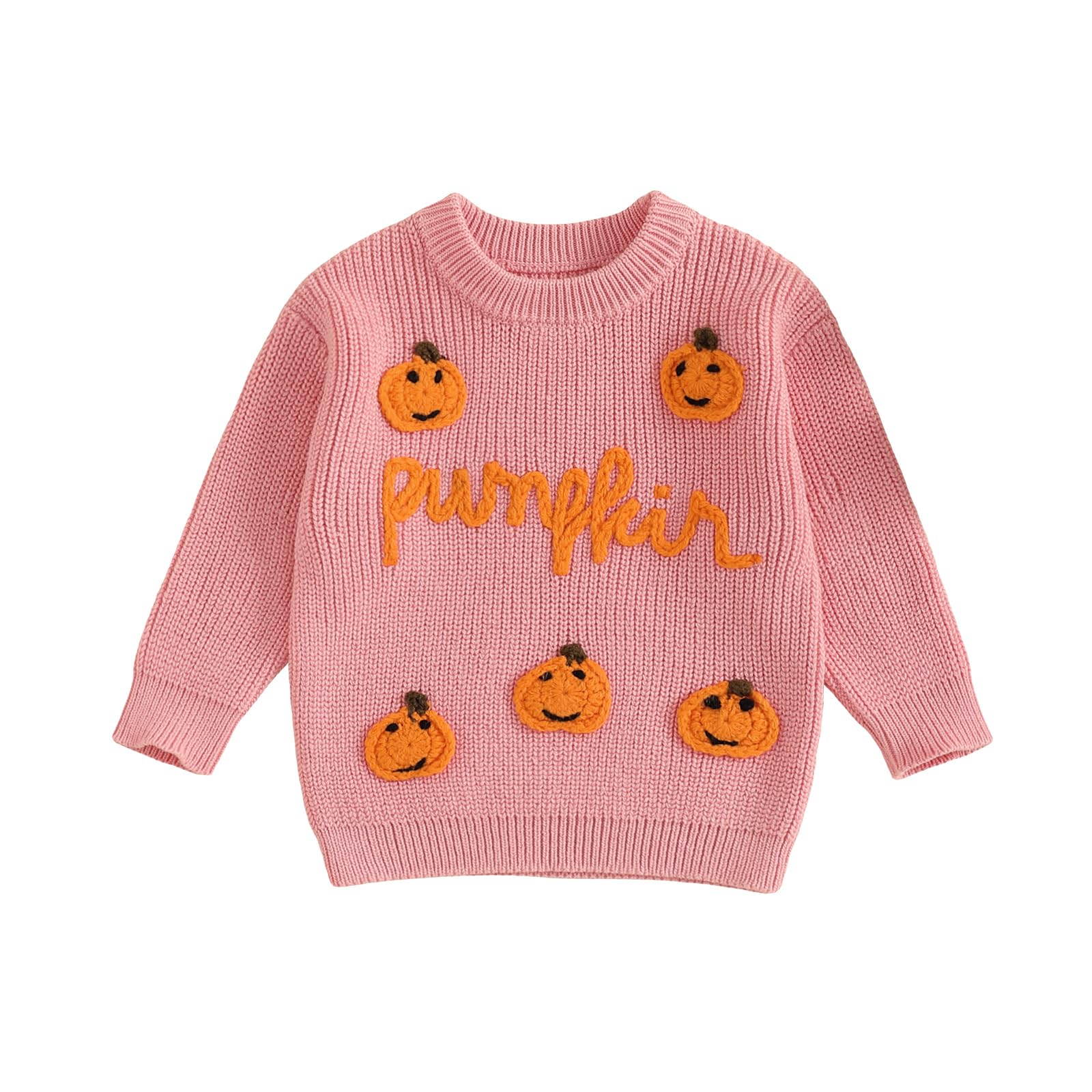 LSFYSZD Toddler Baby Girls Boys Halloween Pumpkin Sweaters Long Sleeve Crew Neck Winter Warm Knitwear Pullover Jumpers Top — view 243