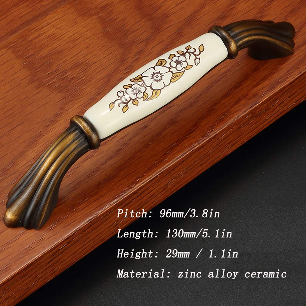Uchwyty meblowe Gałki do szafek Uchwyt do szuflad szafki Retro Miedziany uchwyt ceramiczny 6 szt. (A) (A)