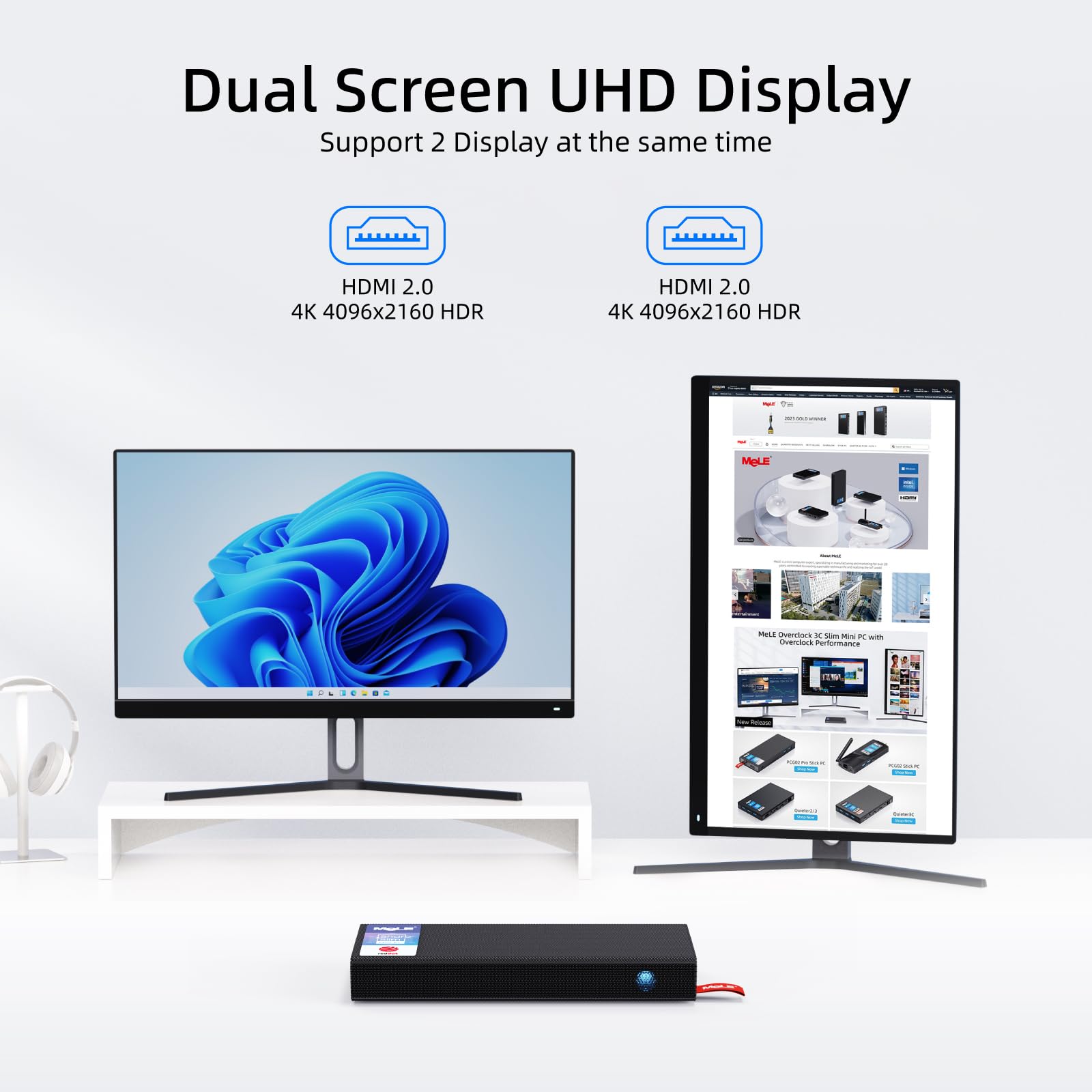 MeLE PCG02 Pro Lüfterloses PC-Stick, N100 8GB 256GB,with Windows 11 Pro 4K HDMI