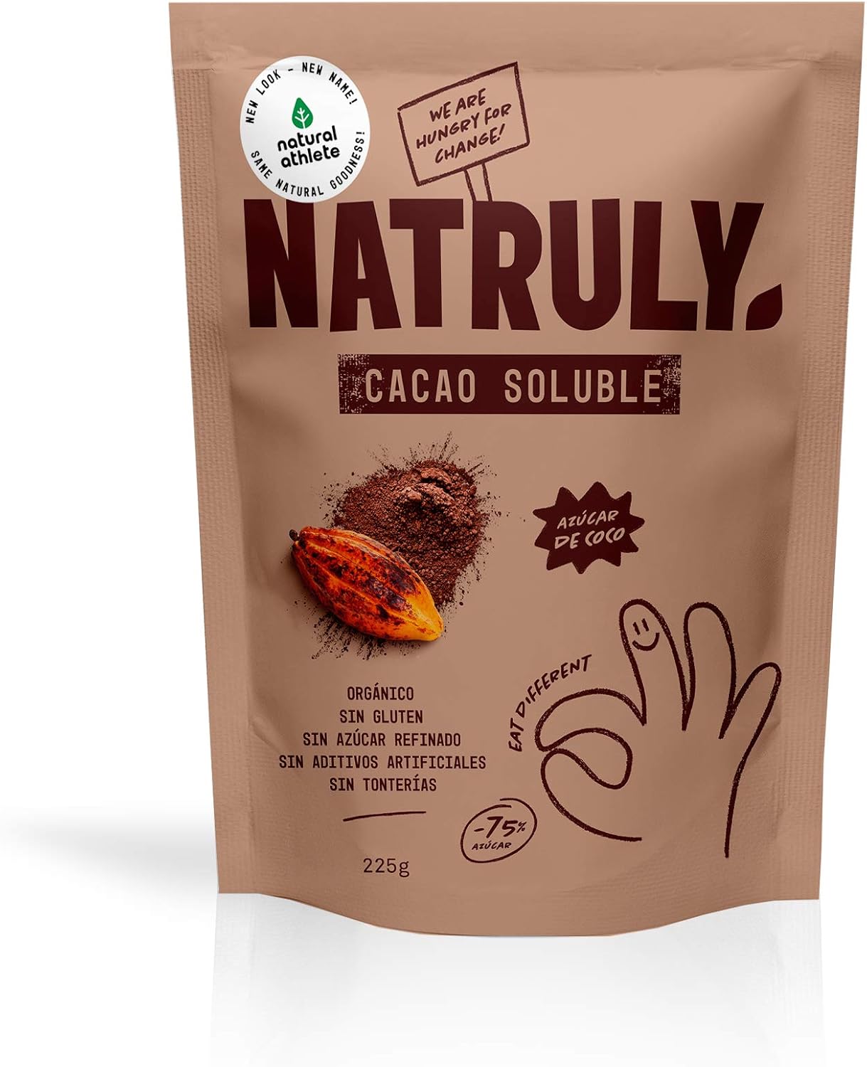 NATRULY Cacao en Polvo Sin Azúcar Refinado, Cacao Soluble Orgánico, Sin Gluten, Sin Lactosa