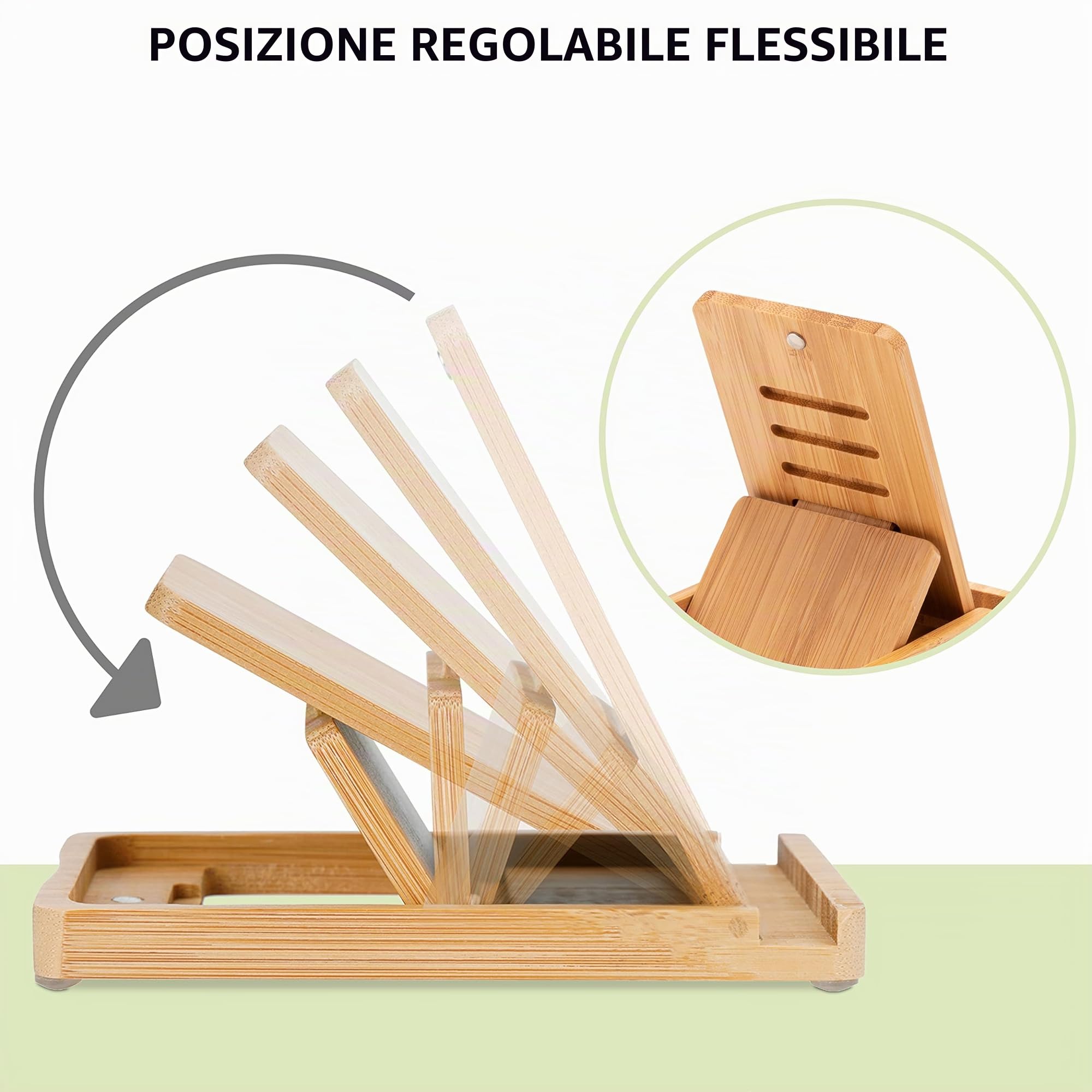 My Fat Gorilla Supporto regolabile per smartphone tablet iPad in legno di bambù da scrivania