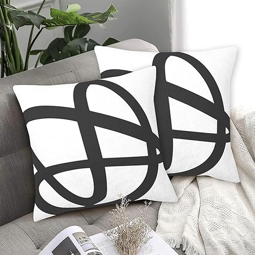 Miniatura 4 de Juego de 2 fundas de almohada cuadradas con cremallera suave, diseño de arte abstracto en blanco y negro, 18 x 18 pulgadas